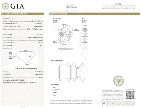 18K White Gold and GIA 3.02ct Fancy Brown-Yellow SI2 Diamonds Ring