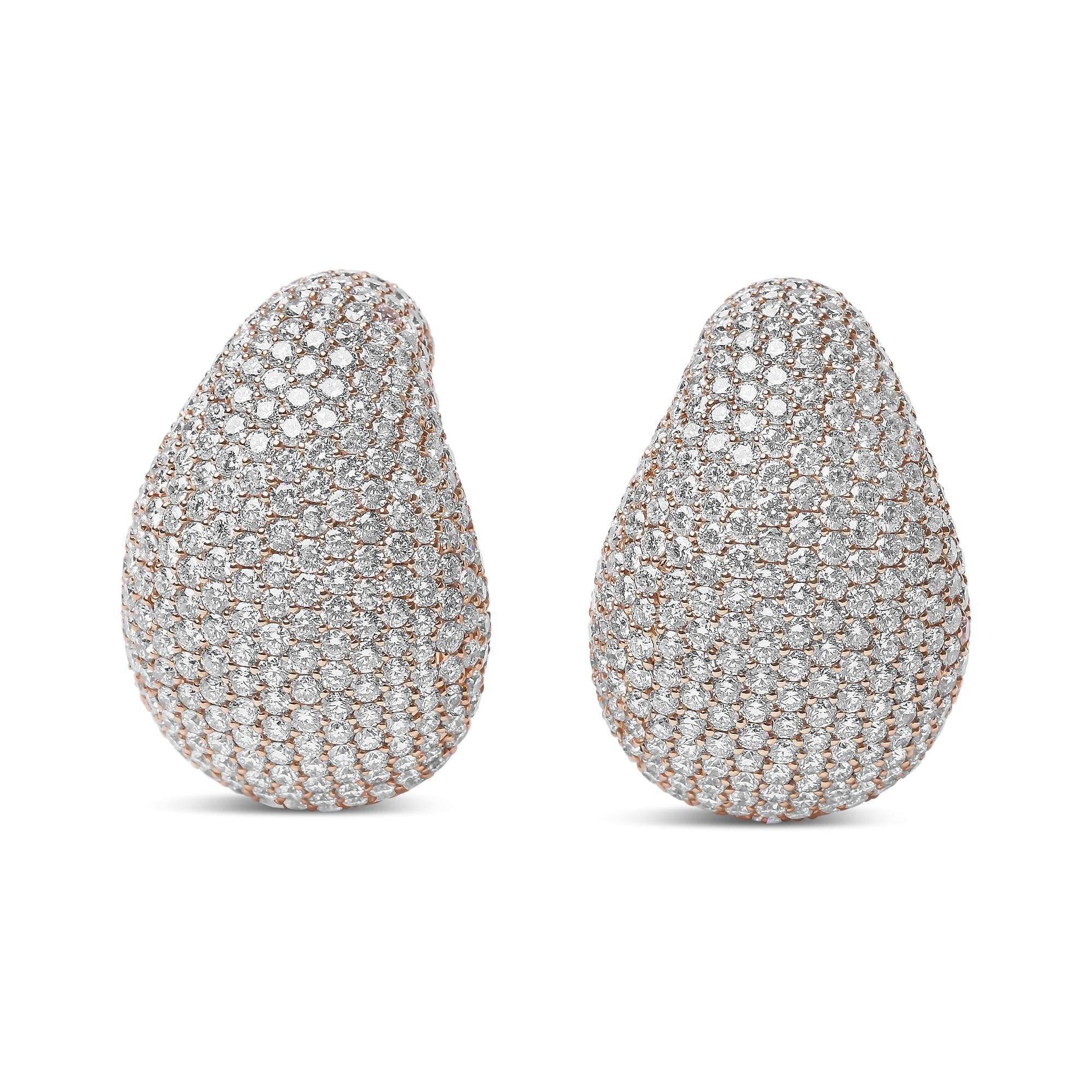 18K Rose Gold  Micro-Pave Diamond  Omega Back Earrings