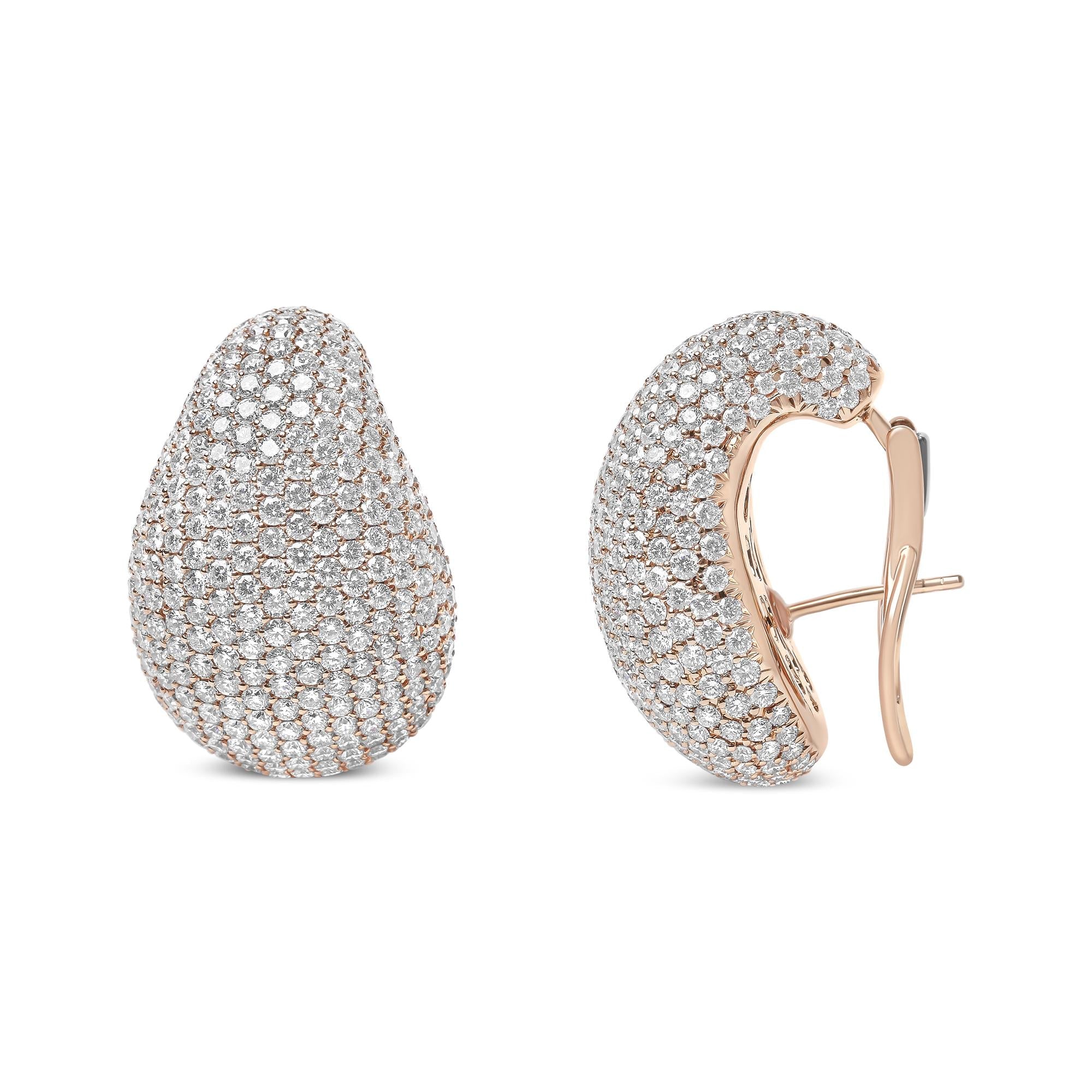 18K Rose Gold  Micro-Pave Diamond  Omega Back Earrings